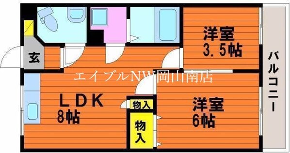 大元駅 徒歩77分 2階の物件間取画像